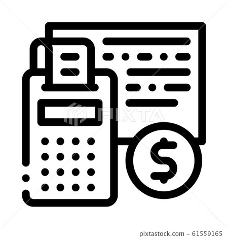 Calculator Coin Icon Vector Outline Illustration 61559165