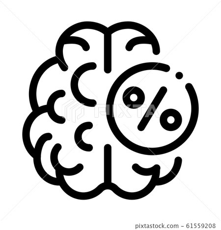 Brain Percentage Icon Vector Outline Illustration 61559208