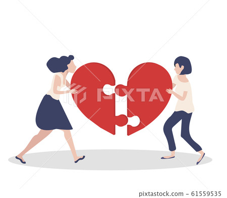 women teamwork concept with  jigsaw puzzle in 61559535