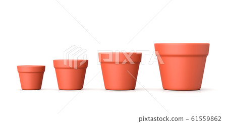 Increasing Size Empty Flowerpot on White 61559862