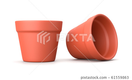 Empty Flowerpot on White 61559863