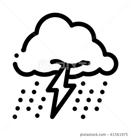 Rain Lightning Icon Vector Outline Illustration Rain Lightning Icon Vector Outline Illustration 61561975
