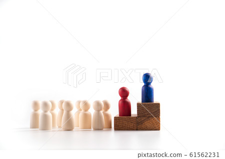 Wooden figure standing on the box for show 61562231