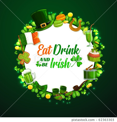 St. Patricks day holiday frame on green St. Patricks day holiday frame on green 61563303