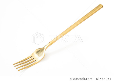 golden fork isolated on a white 61564035