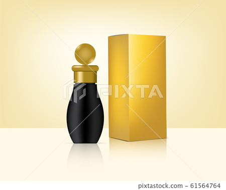 Bottle Mock up Realistic Gold Cosmetic and Box for 61564764
