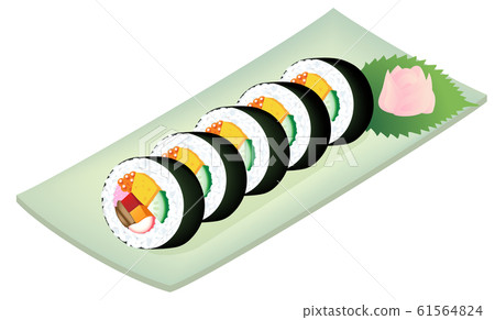 Nori roll thick roll white background - Stock Illustration [61564824 ...