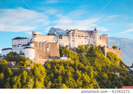 Hohensalzburg Fortress in Salzburg at sunset, Austria Hohensalzburg Fortress in Salzburg at sunset, Austria 61565272