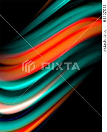 Silk smooth lines on black, liquid fluid color waves. Vector Illustration Silk smooth lines on black, liquid fluid color waves. Vector Illustration 61567051