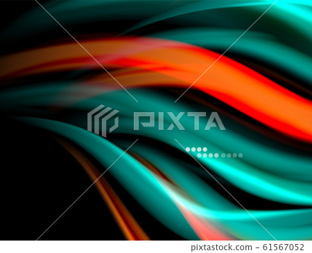 Silk smooth lines on black, liquid fluid color waves. Vector Illustration Silk smooth lines on black, liquid fluid color waves. Vector Illustration 61567052