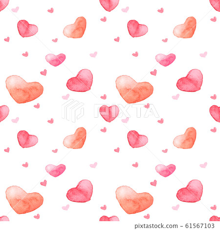 Seamless pattern with watercolor hearts isolated. - Stock Illustration ...