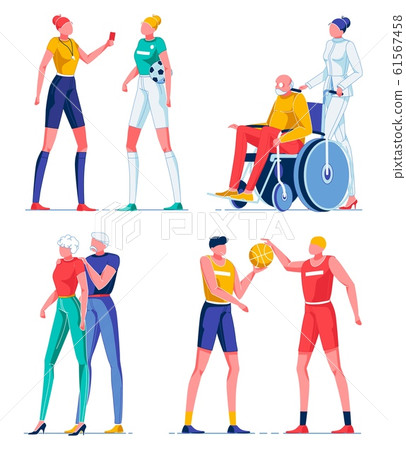 Referee, Man in Wheelchair, Playing Basketbal. Referee, Man in Wheelchair, Playing Basketbal. 61567458