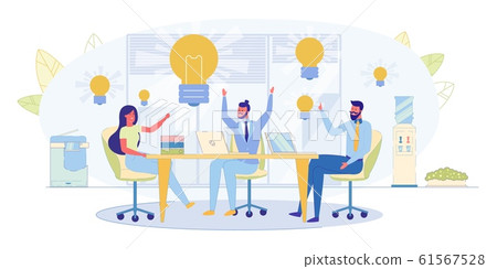 Business Team Brainstorming Flat Vector Concept - Stock Illustration ...