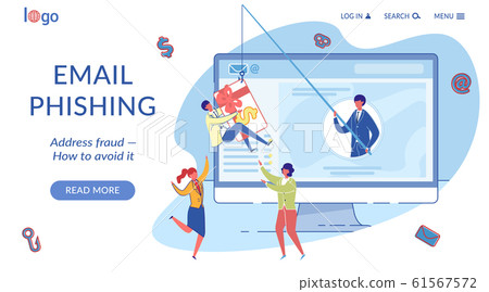 Email Phishing Landing Page Flat Vector Template 61567572