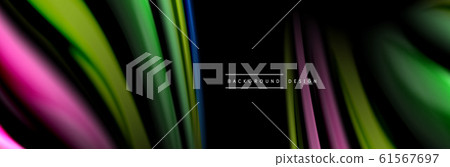 Silk and smooth flow wave poster design. Color waves, liquid style lines and shapes in black color background Silk and smooth flow wave poster design. Color waves, liquid style lines and shapes in black color background 61567697