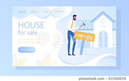 House for Sale Flat Vector Web Banner Template 61568039
