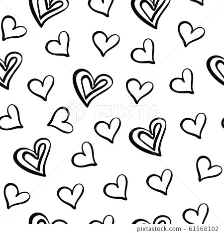 Seamless pattern with red hearts - Stock Illustration [61568102] - PIXTA