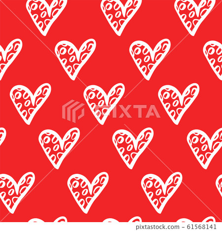 Seamless pattern with red hearts - Stock Illustration [61568141] - PIXTA