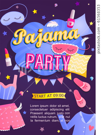 Pajama party's invitation card. Pajama party's invitation card. 61568353