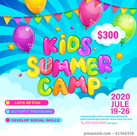 Kids Summer camp invitation flyer. 61568358
