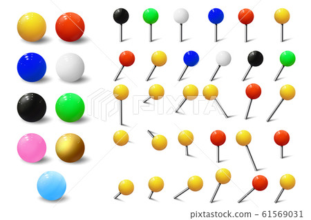 Colored various pushpins, map tacks and pins Colored various pushpins, map tacks and pins 61569031