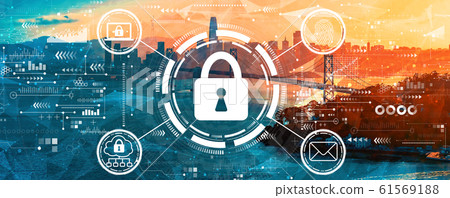 Internet network security concept with the Bay Bridge in San Francisco Internet network security concept with the Bay Bridge in San Francisco 61569188
