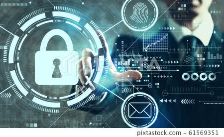 Internet network security concept with businessman 61569351