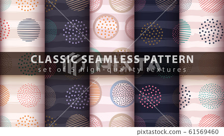Abstract circle - set seamless pattern - Stock Illustration [61569460 ...