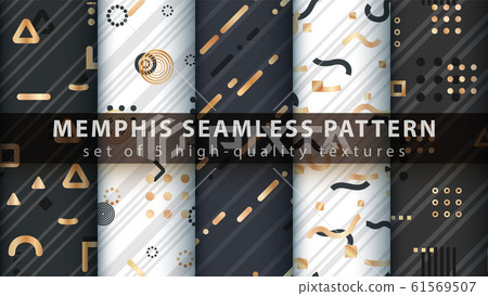Memphis seamless pattern - set five items. Memphis seamless pattern - set five items. 61569507