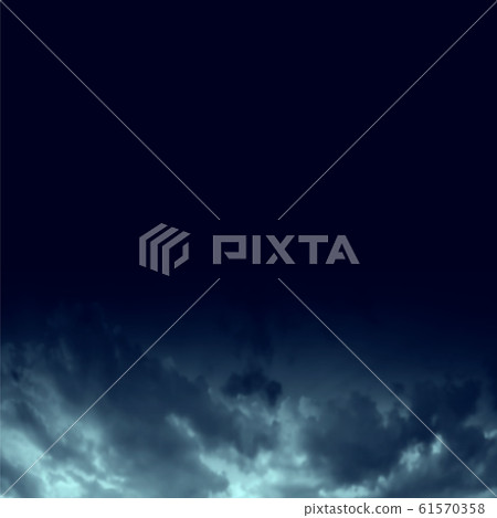 Dark blue night sky with clouds background. Realistic Vector Wallpaper. 61570358