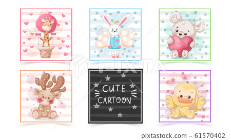 Set cute animals - idea for print t-shirt Set cute animals - idea for print t-shirt 61570402