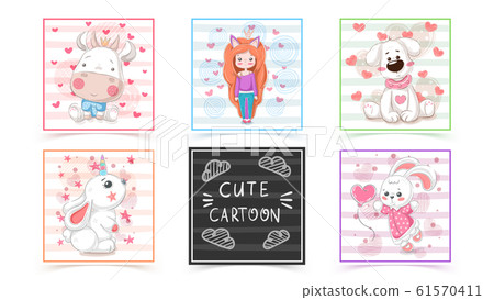 Set cute animals - idea for print t-shirt Set cute animals - idea for print t-shirt 61570411