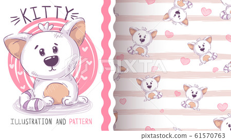 Cute teddy cat - seamless pattern Cute teddy cat - seamless pattern 61570763