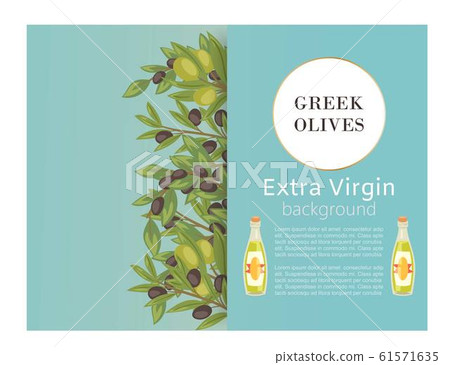 Greek olive oil bottles with black and green olives poster vector illustration. Greek olive oil bottles with black and green olives poster vector illustration. 61571635