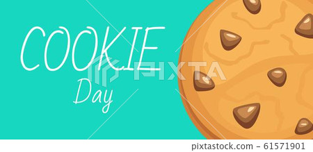 Chocolate chip cookie, homemade biscuit isolated on blue background vector illustration. 61571901