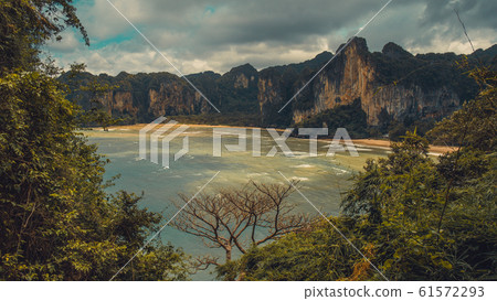 The Hat Tom Sai Beach at Railay near Ao Nang, Krabi, Thailand. The Hat Tom Sai Beach at Railay near Ao Nang, Krabi, Thailand. 61572293
