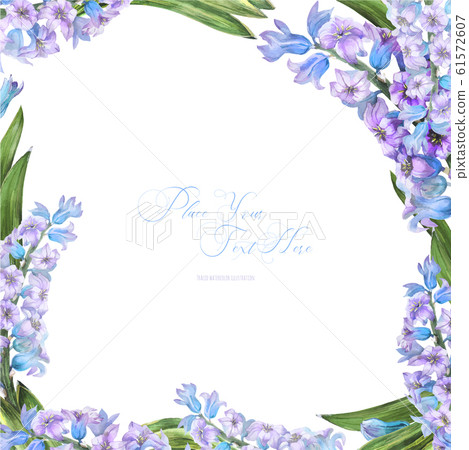 Spring watercolor frame with hyachinth flowers Spring watercolor frame with hyachinth flowers 61572607