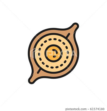 Vector Adjarian khachapuri, Georgian cuisine flat color line icon. 61574180