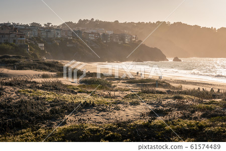 Baker beach of San Francisco at sunset 61574489