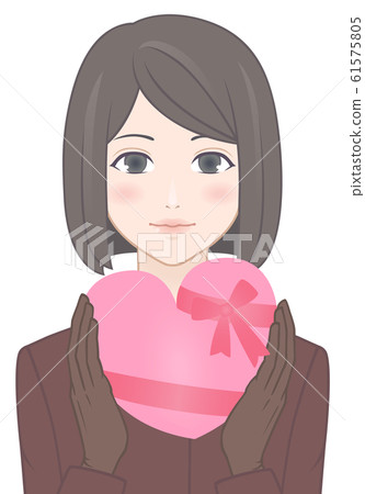 心形禮物鮑勃風格外套的女人 61575805