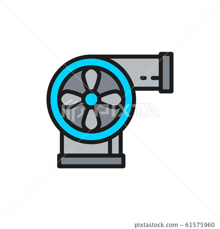Industrial ventilation pipeline, pipe connector flat color line icon. Industrial ventilation pipeline, pipe connector flat color line icon. 61575960