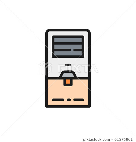 Vector portable air conditioner, cooler flat color line icon. Vector portable air conditioner, cooler flat color line icon. 61575961