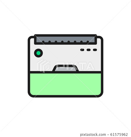 Vector outdoor air conditioner, climate flat color line icon. 61575962