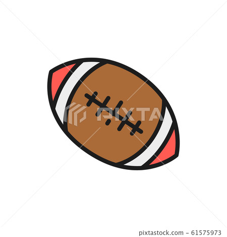 American football ball flat color line icon. Isolated on white background American football ball flat color line icon. Isolated on white background 61575973