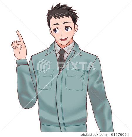 Worker, male, pointing - Stock Illustration [61576034] - PIXTA