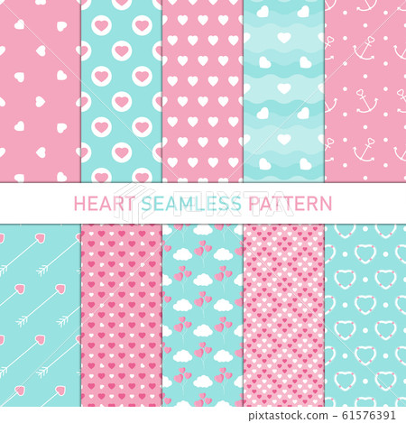 Collection heart shape seamless pattern vector - Stock Illustration ...