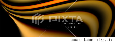 Сolorful flow poster. Wave liquid lines and shapes in black color background. Vector Illustration 61577213