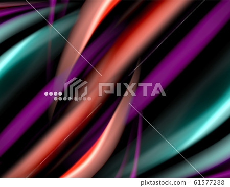 Silk smooth lines on black, liquid fluid color waves. Vector Illustration Silk smooth lines on black, liquid fluid color waves. Vector Illustration 61577288