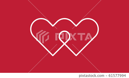 Flat two heart join together icon Flat two heart join together icon 61577994