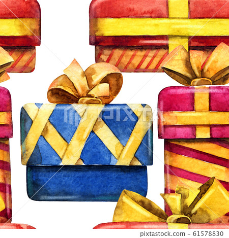Watercolor gift boxes pattern 61578830